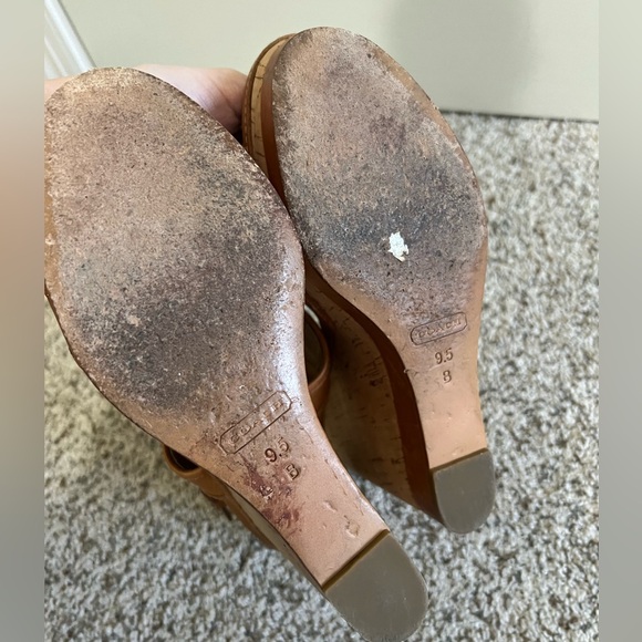 COACH Giuleietta Tan Leather Cork Wedge Platform Sandal - Picture 6 of 6